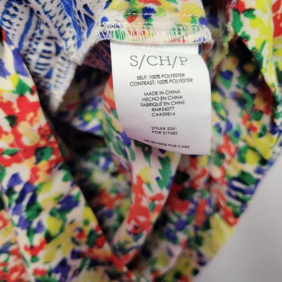Cabi Small Cruise Fiesta Romper Shorts Tank Top Yellow Blue Red Flowers #5261 - Picture 8 of 8